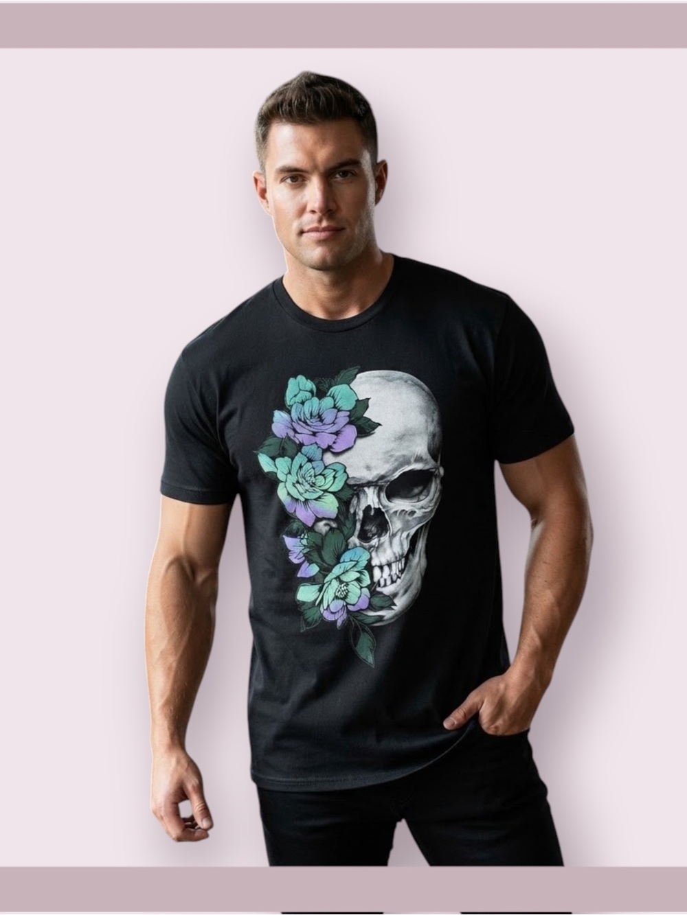 DOM It’s All About The Art Black Skull & Floral Graphic Ter